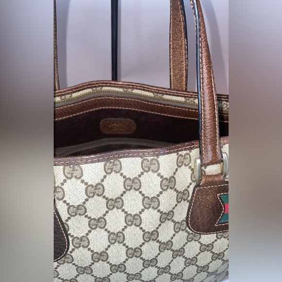 Gucci Sherry GG Monogram Canvas Handbag GG Signature Stripe Rare Bag - Picture 9 of 17